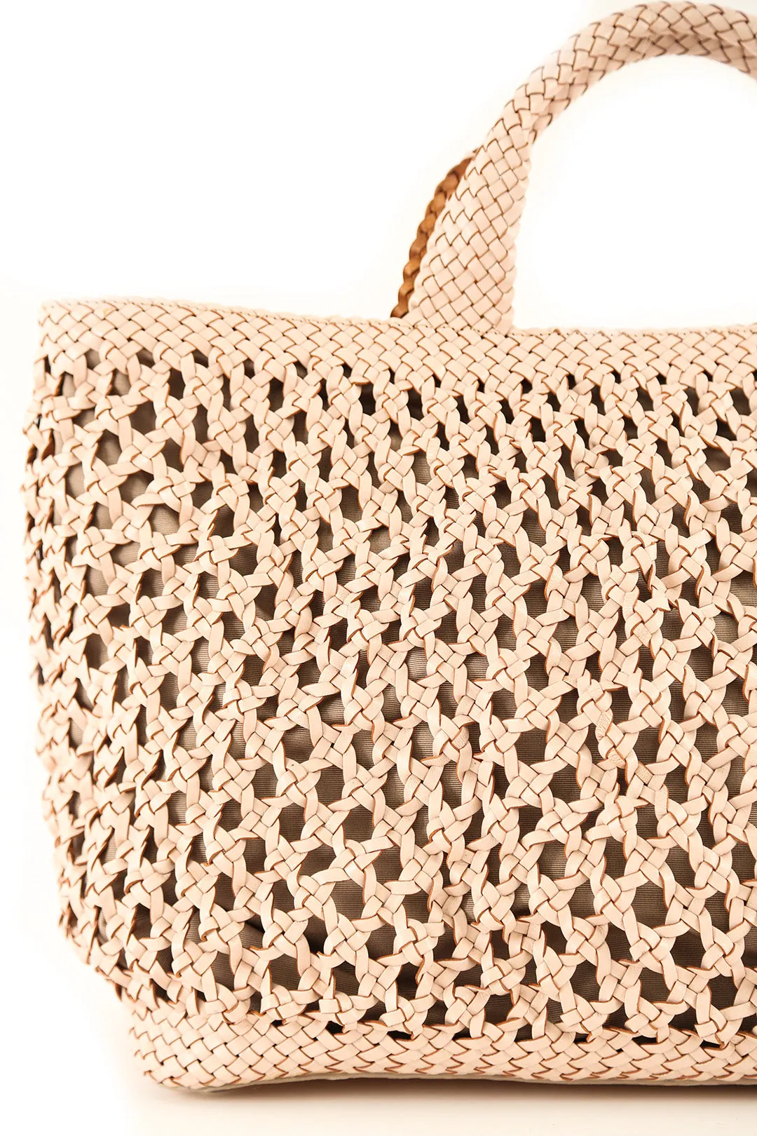 INTRECCIATO CHIARA TOTE LEATHER BAG IN ROSE QUARTZ