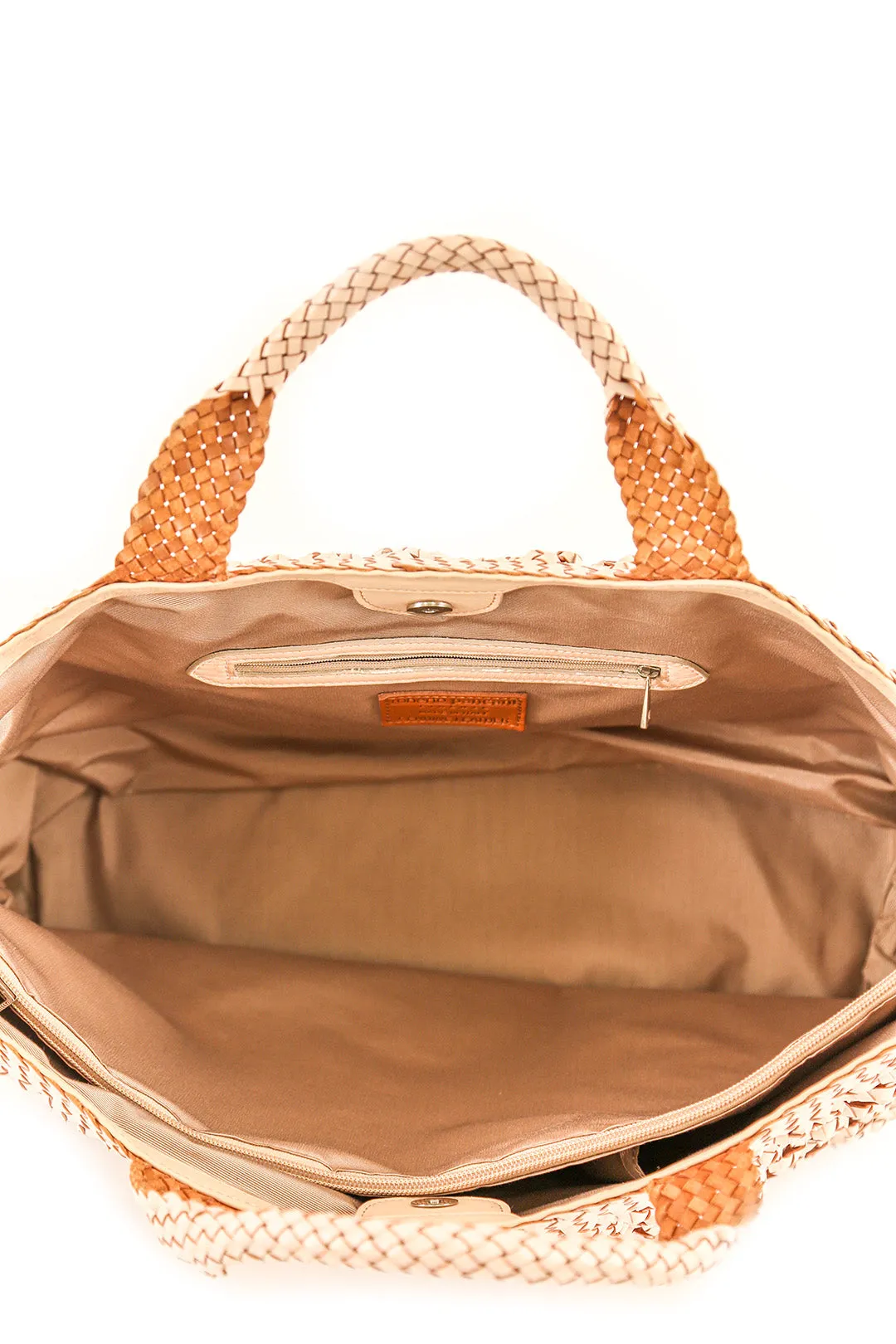 INTRECCIATO CHIARA TOTE LEATHER BAG IN ROSE QUARTZ