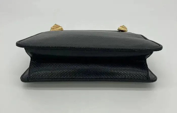 Judith Leiber Black Lizard Crystal Shells Clutch