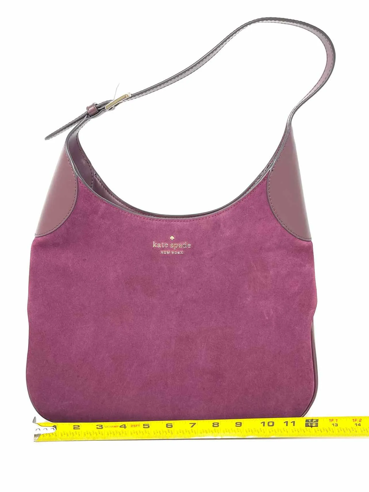 Kate Spade Wine Shoulder Bag Suede Leather Designer AS IS Tote