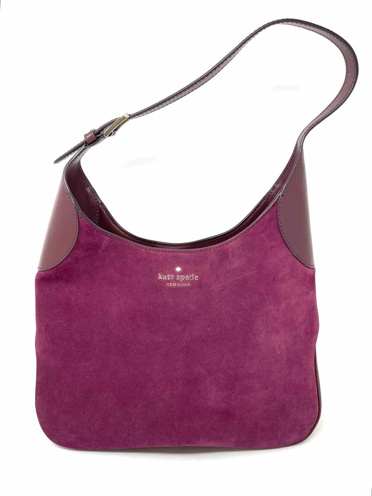 Kate Spade Wine Shoulder Bag Suede Leather Designer AS IS Tote