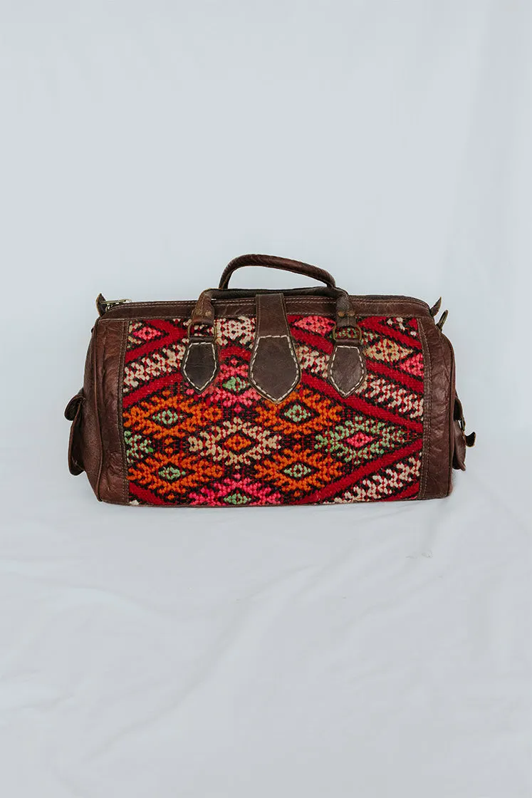 Kilim Leather Carpet Travel Bag - A