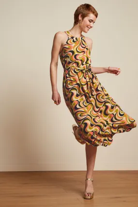 King Louie Virna  Spring Yellow Midi Dress