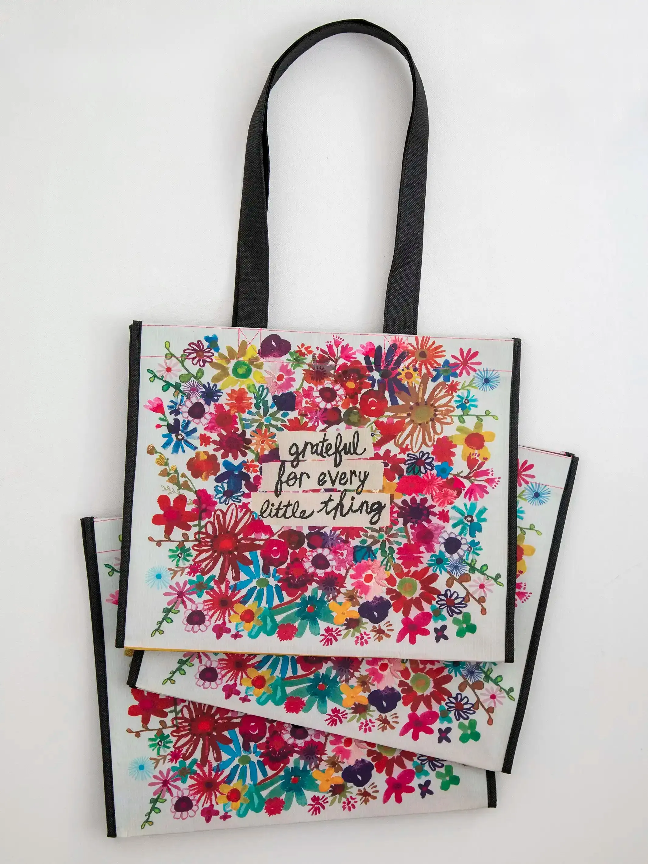 Large Happy Bag, Set of 3 - Bright Floral Garden