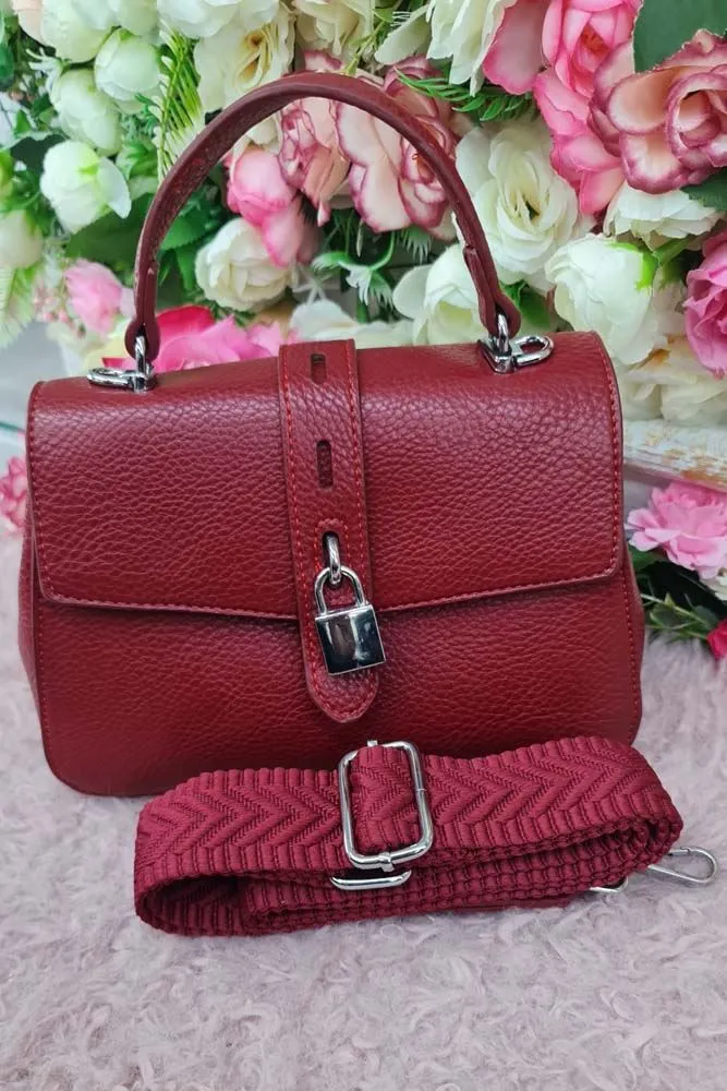 Leather Strap Lock Handle Bag