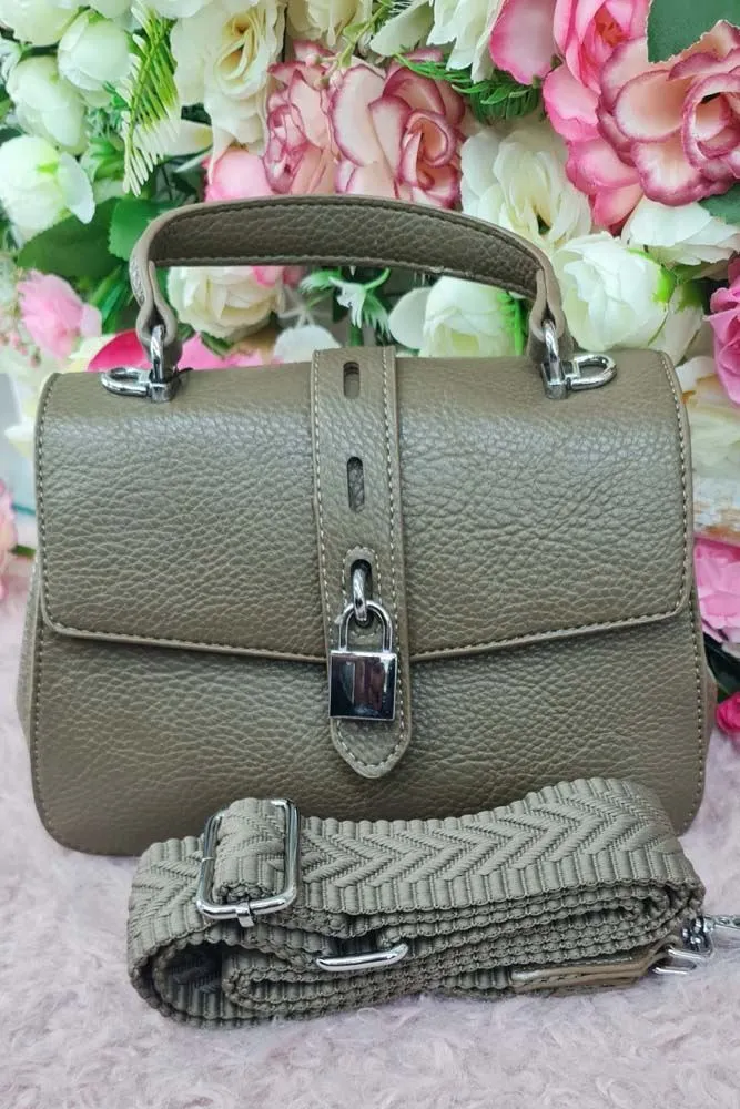 Leather Strap Lock Handle Bag