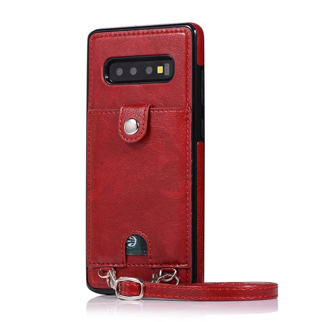 Leather Wallet Card Case For Samsung