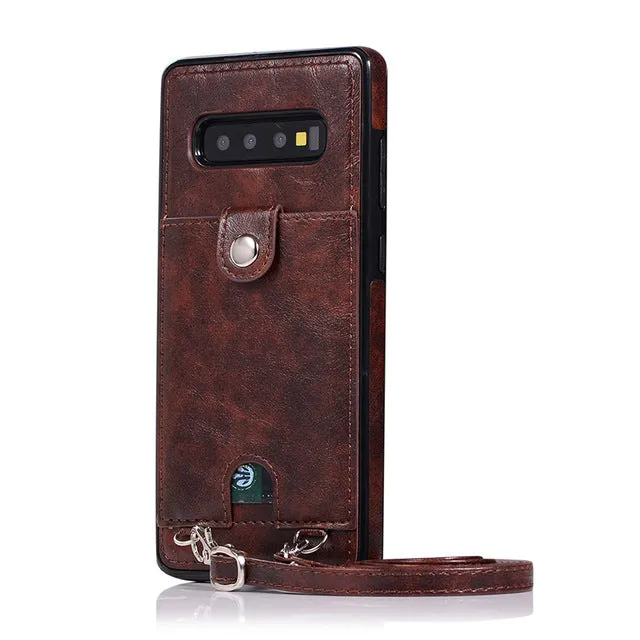 Leather Wallet Card Case For Samsung