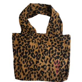 Leopard Print Tote with Lightning Bolt Detail