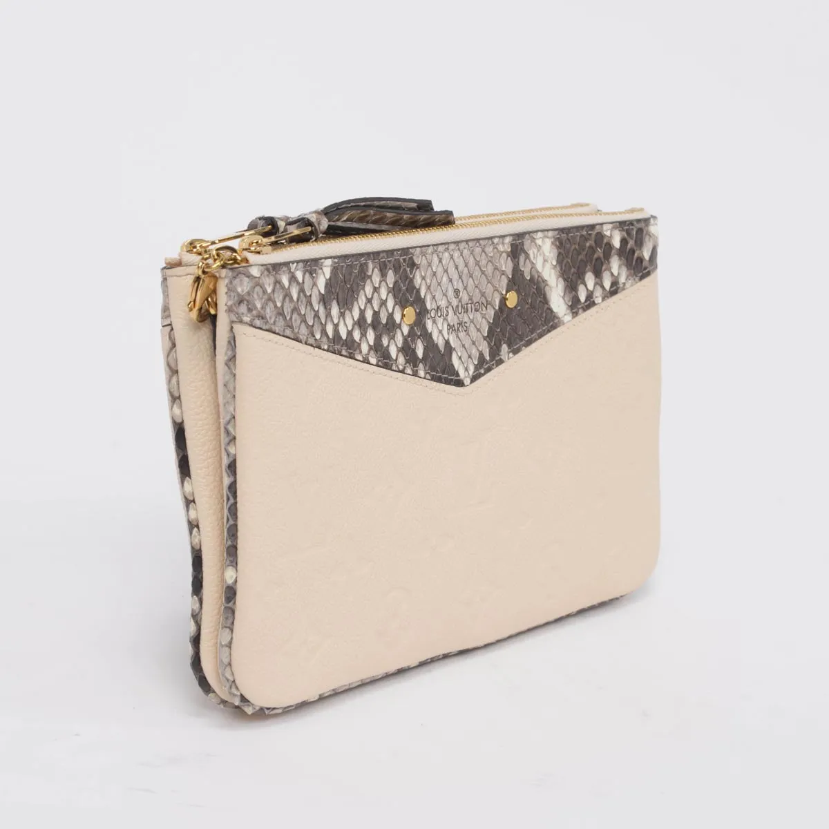 Louis Vuitton Cream Empreinte & Python Double Zip Pochette