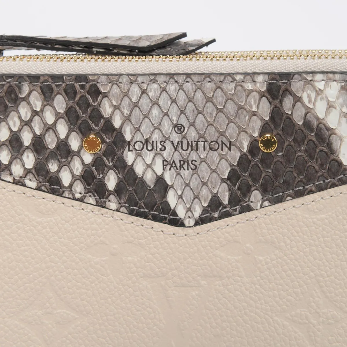 Louis Vuitton Cream Empreinte & Python Double Zip Pochette