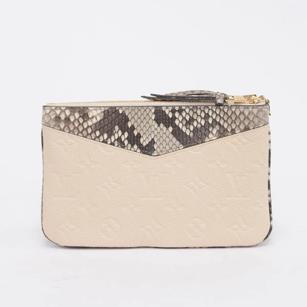 Louis Vuitton Cream Empreinte & Python Double Zip Pochette