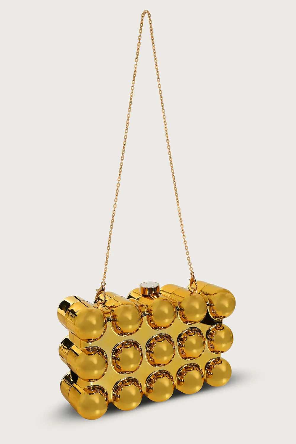 MAIA Spherical Acrylic Clutch Bag in Gold