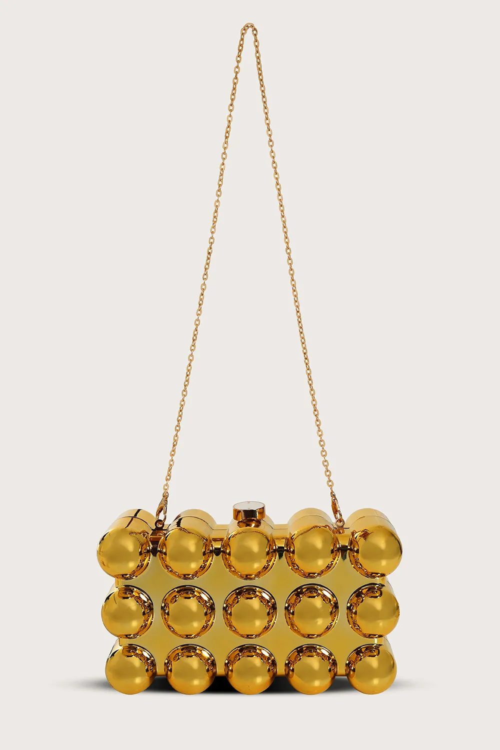 MAIA Spherical Acrylic Clutch Bag in Gold