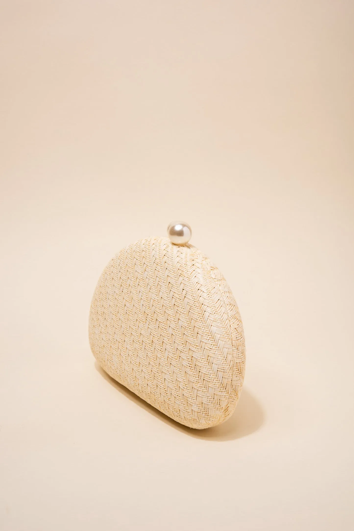 Marcella Woven Capsule Clutch with Pearl Closure