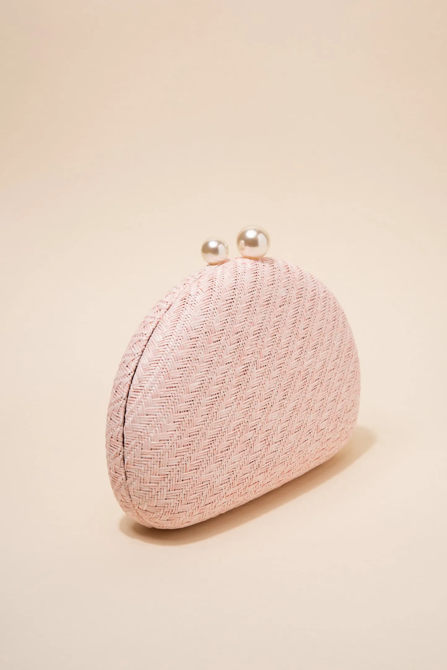 Marcella Woven Capsule Clutch with Pearl Closure