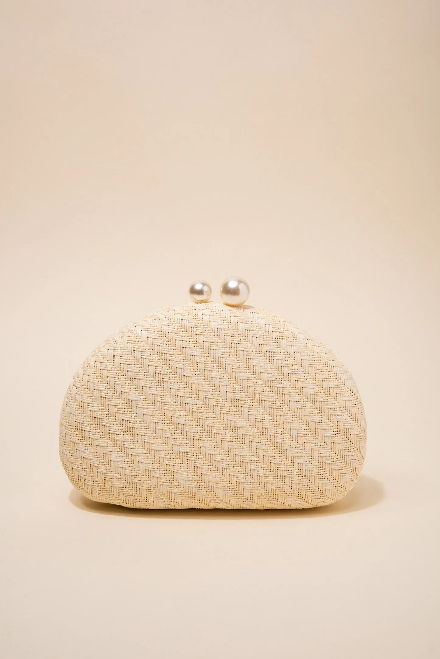 Marcella Woven Capsule Clutch with Pearl Closure