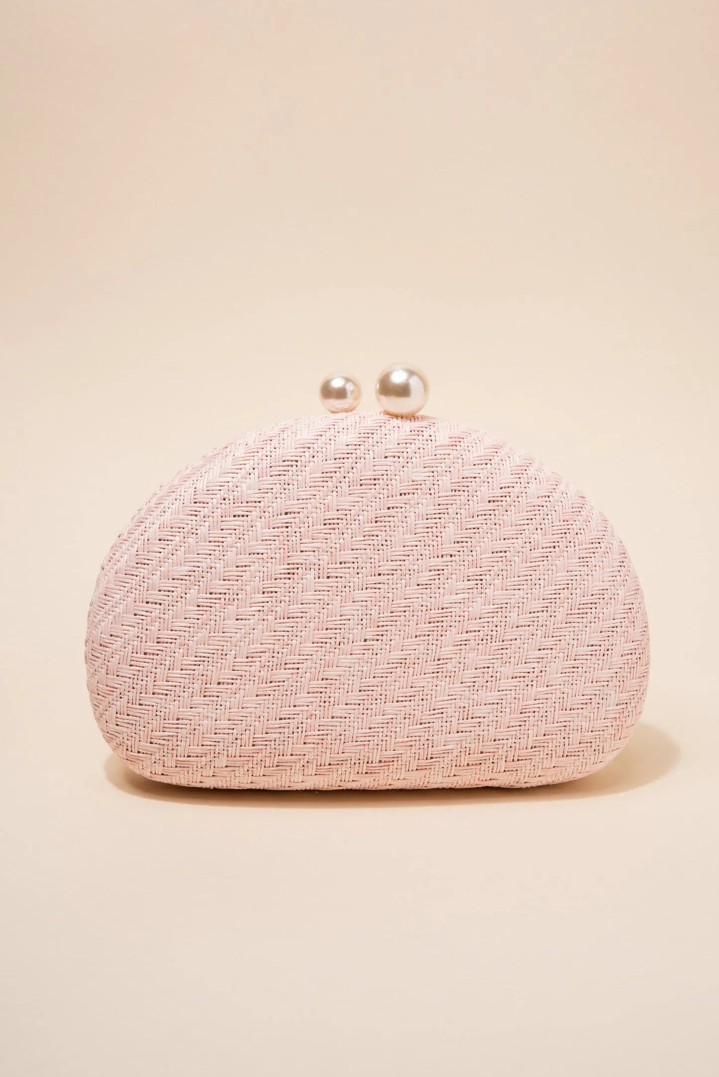 Marcella Woven Capsule Clutch with Pearl Closure