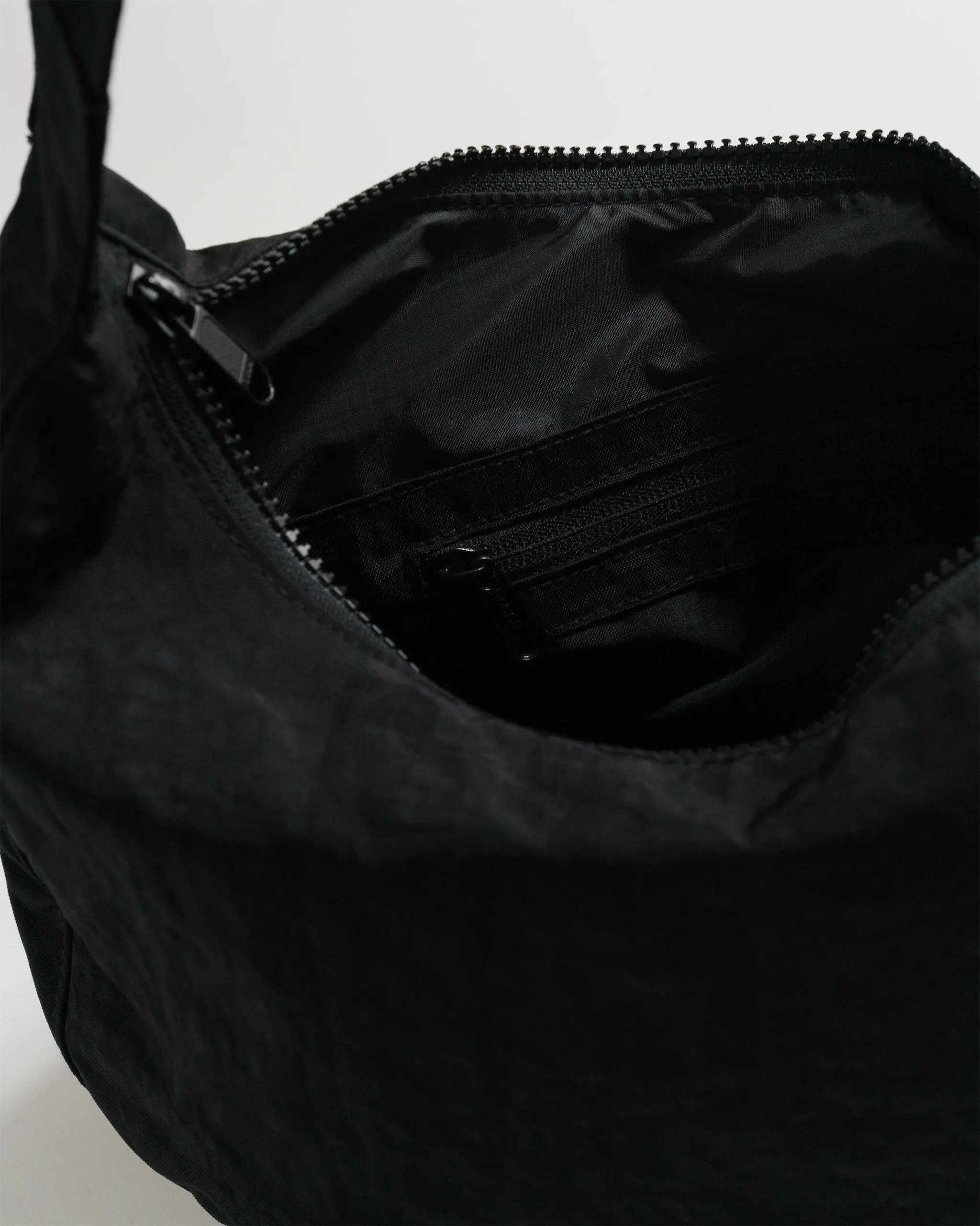 Medium Nylon Crescent Bag Black