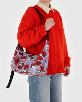 Medium Nylon Crescent Bag - Floral Snoopy