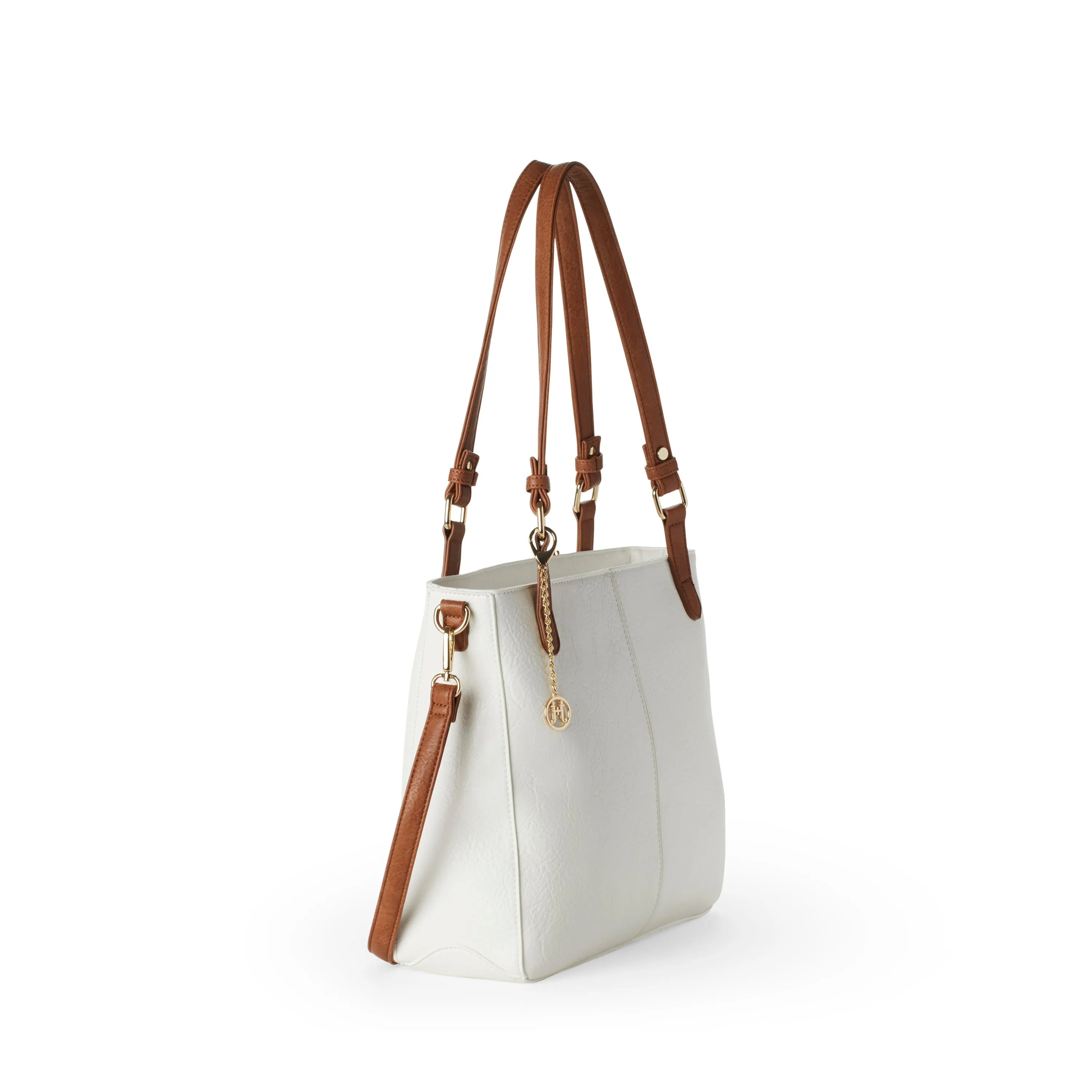 MENA Vegan Tote Bag in White   Camel