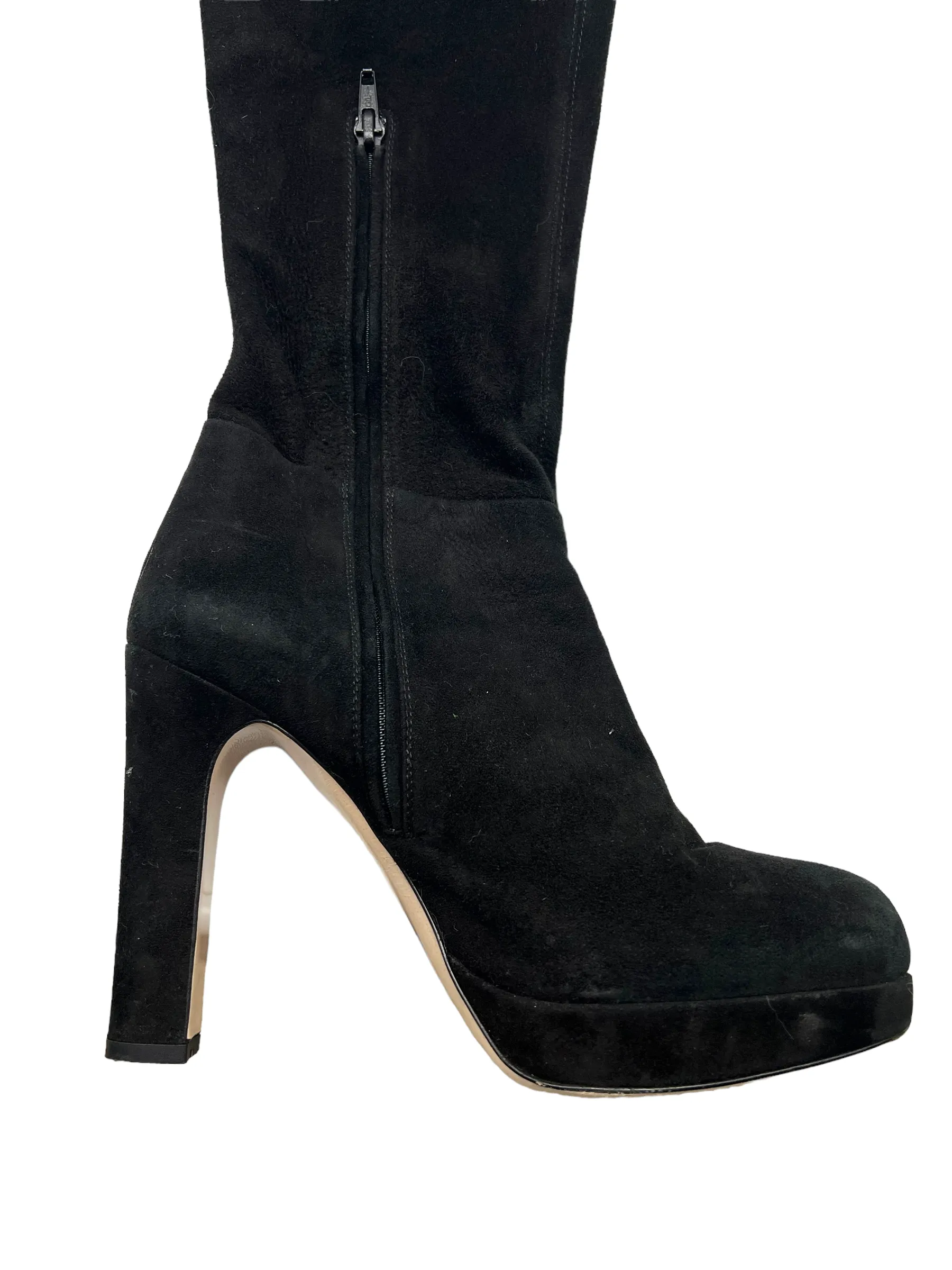 Miu Miu Black Suede Thigh High Size 38 Boots