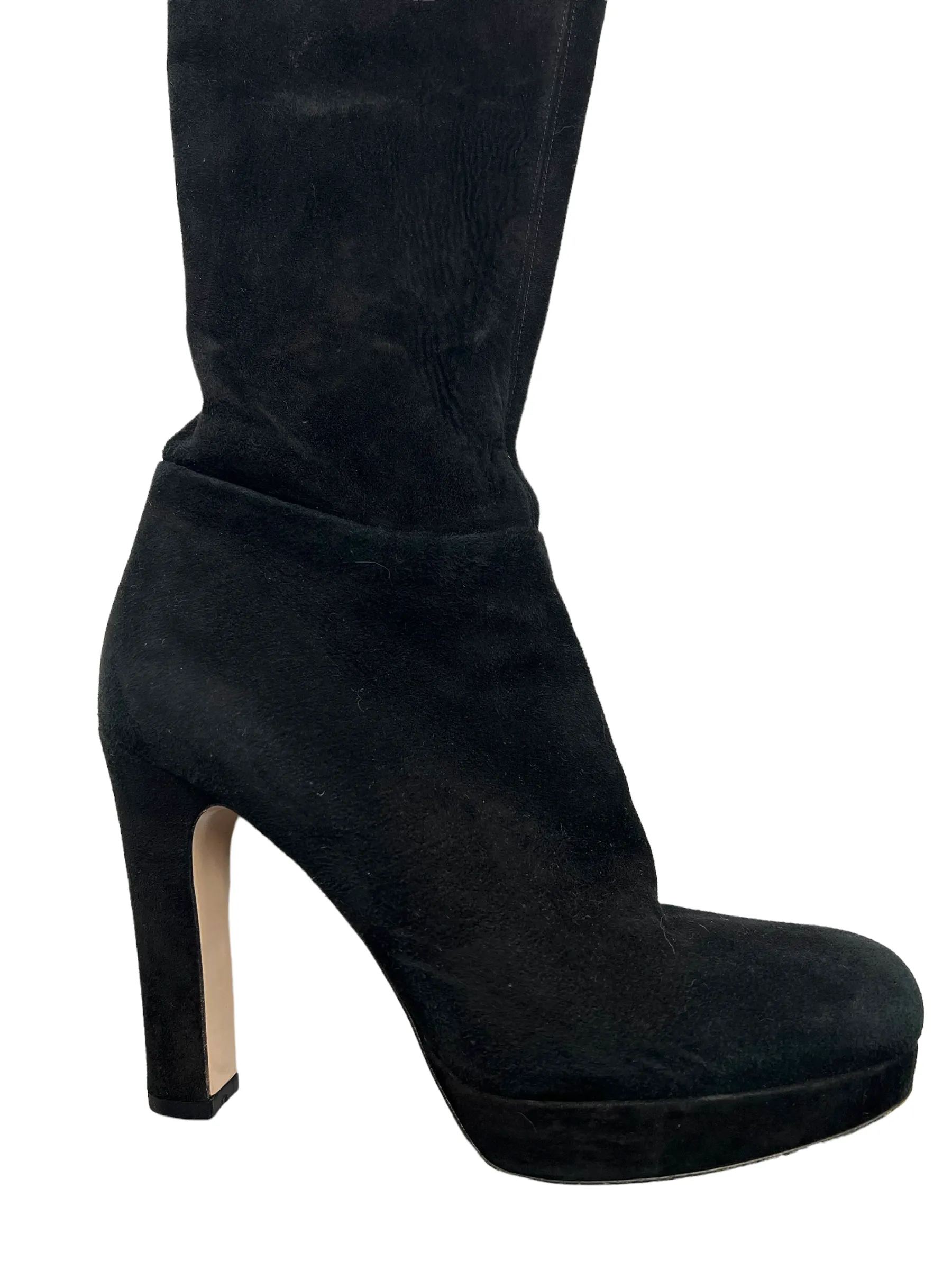 Miu Miu Black Suede Thigh High Size 38 Boots