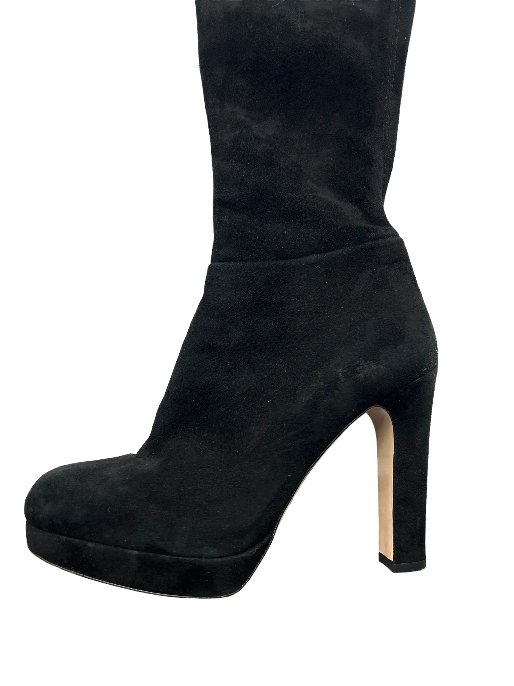 Miu Miu Black Suede Thigh High Size 38 Boots