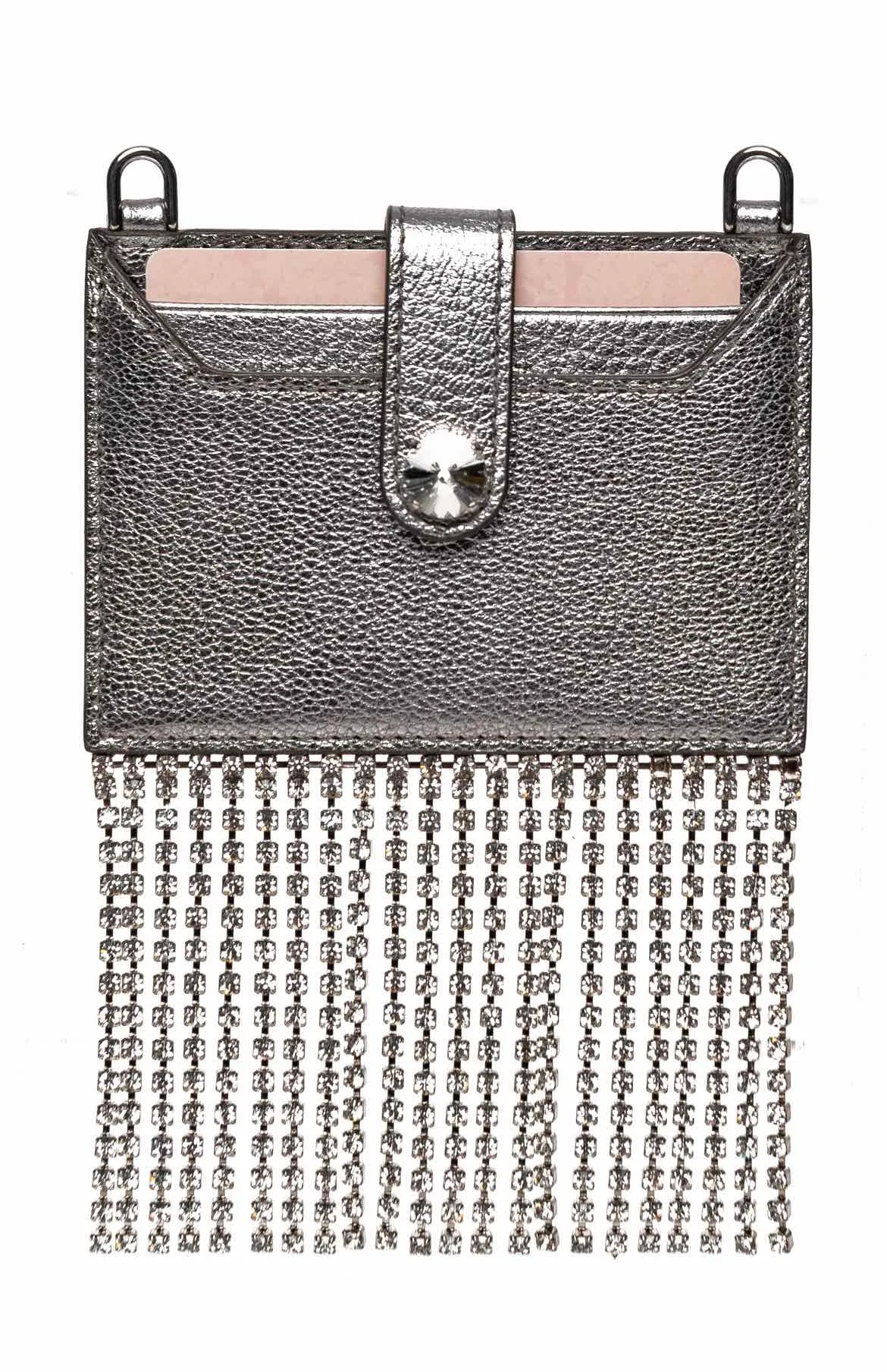 Miu Miu Glace Crystal Fringe Trimmed Cardholder On Chain