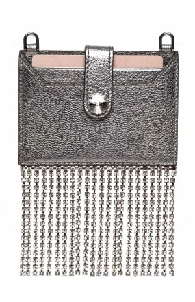 Miu Miu Glace Crystal Fringe Trimmed Cardholder On Chain