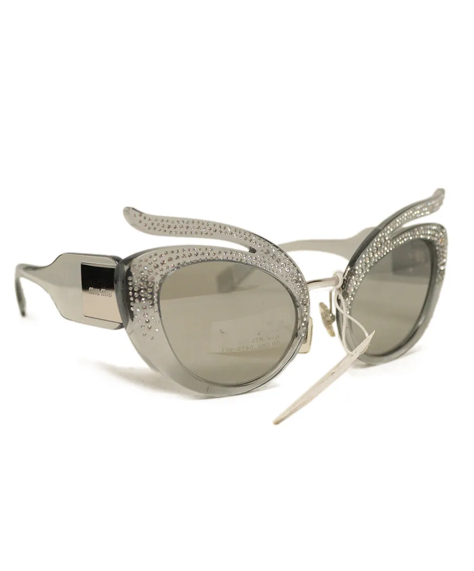 Miu Miu Grey Rhinestone Sunglasses