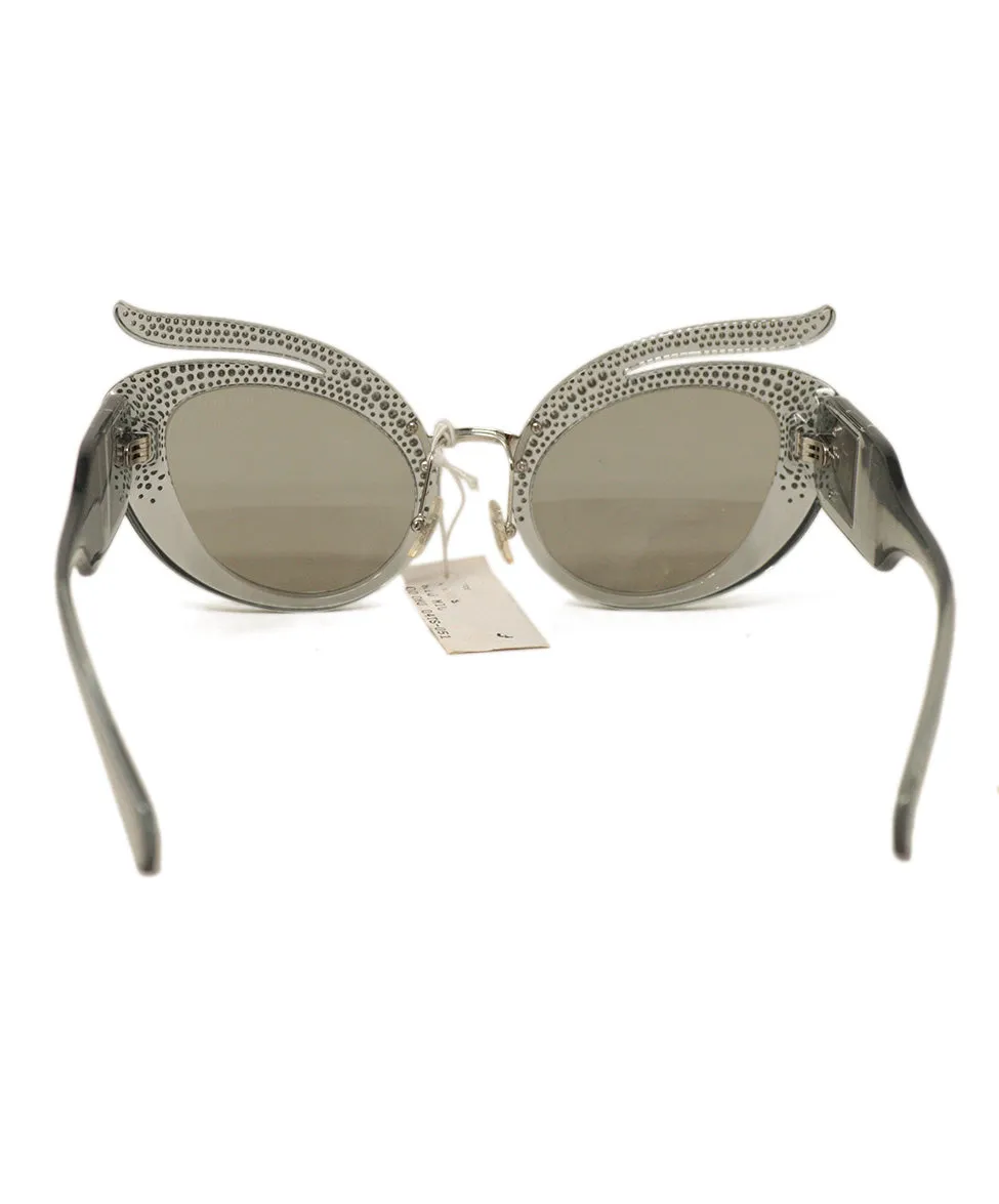 Miu Miu Grey Rhinestone Sunglasses