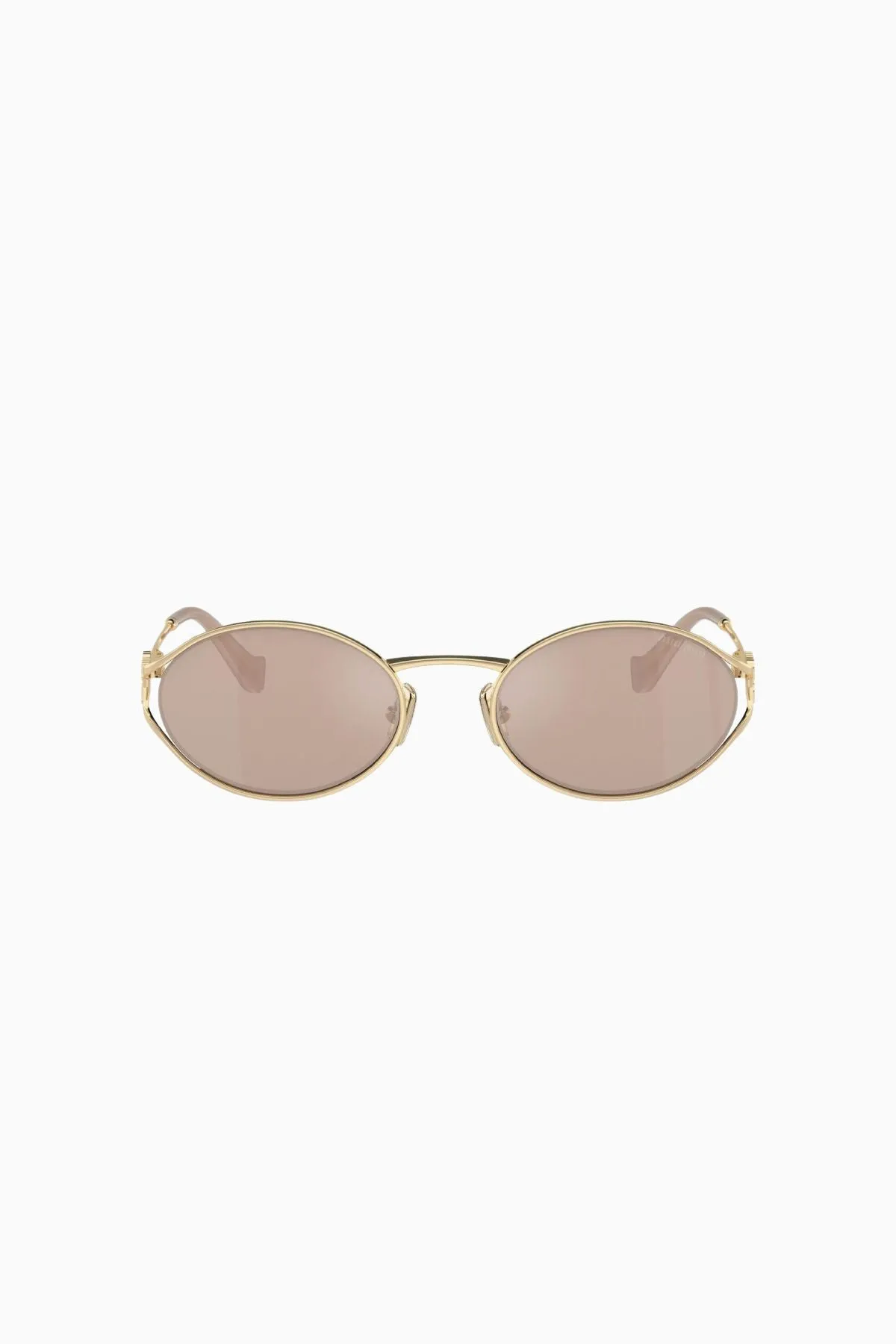 Miu Miu Oval Wire Framed Sunglasses - Gold/ Pale Pink