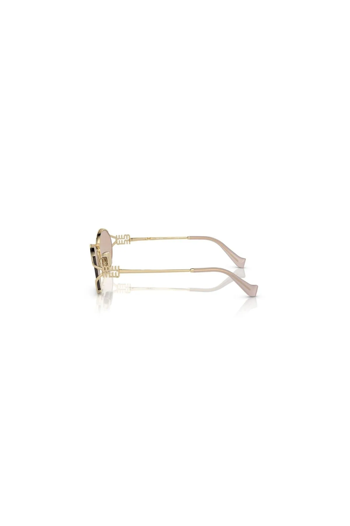 Miu Miu Oval Wire Framed Sunglasses - Gold/ Pale Pink