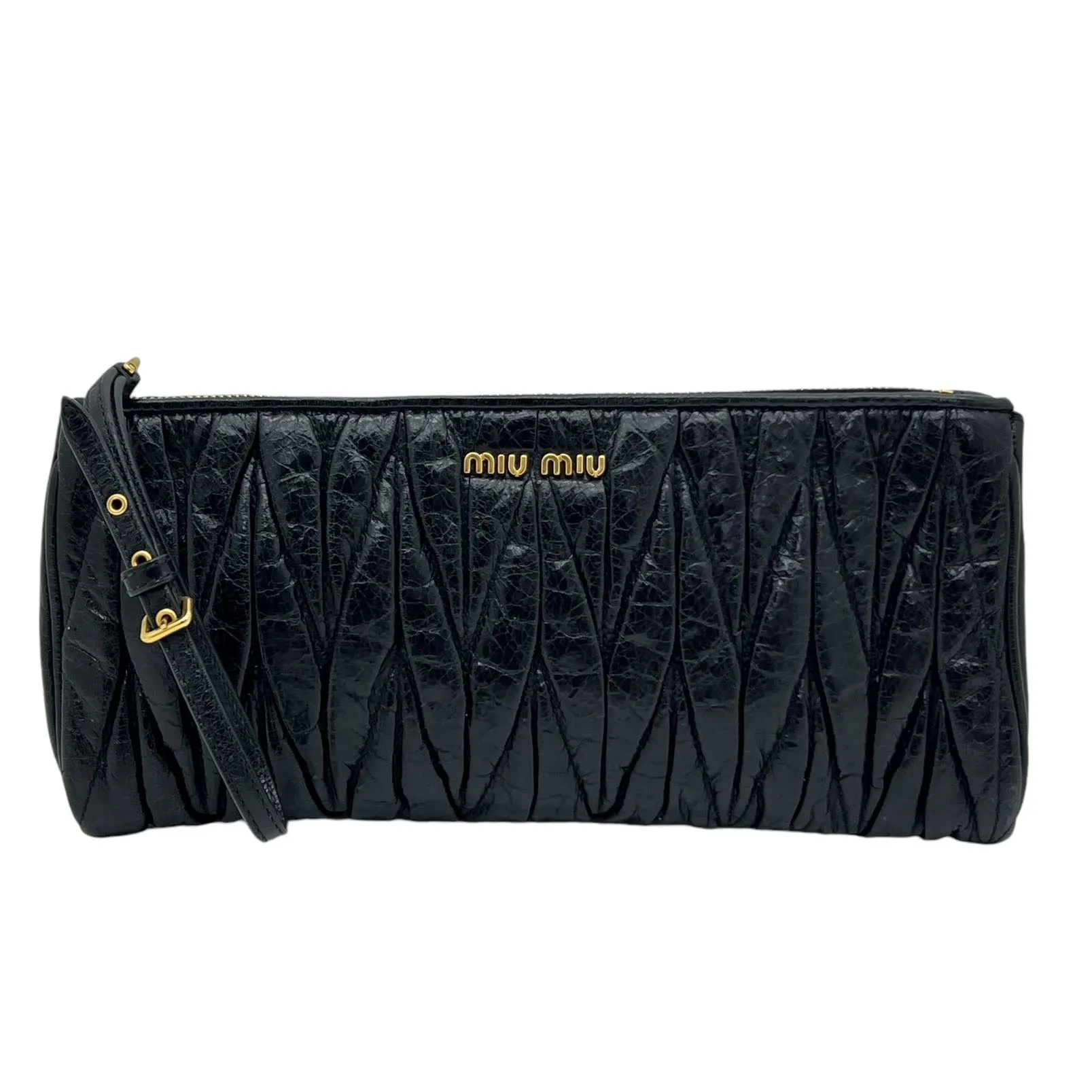 MIU MIU POCHETTE IN PELLE GOFFRATA NERA