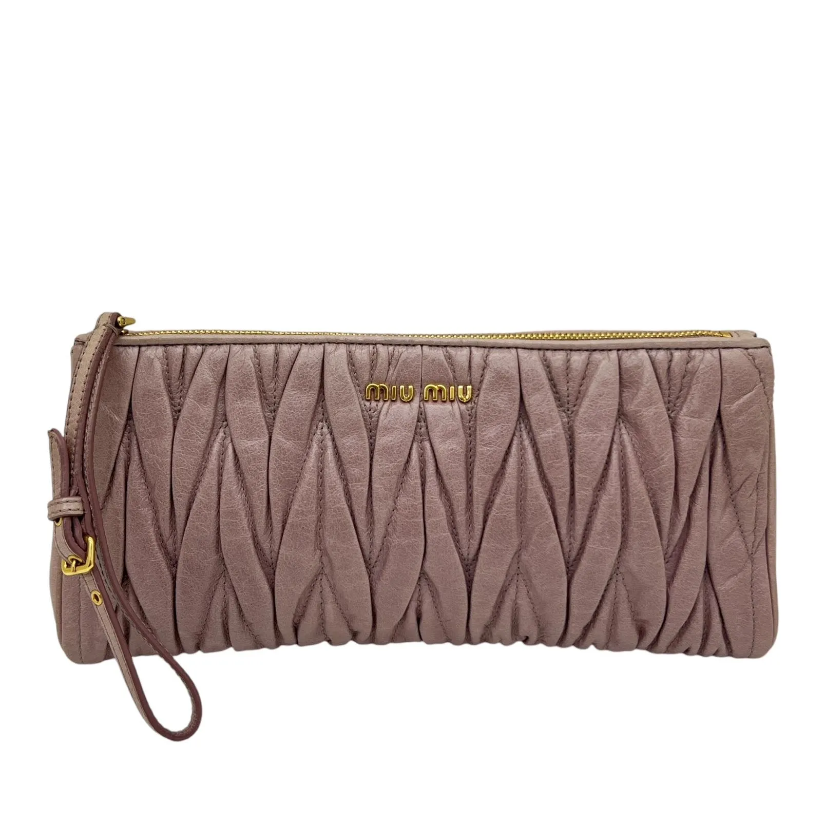 MIU MIU POCHETTE IN PELLE GOFFRATA ROSA