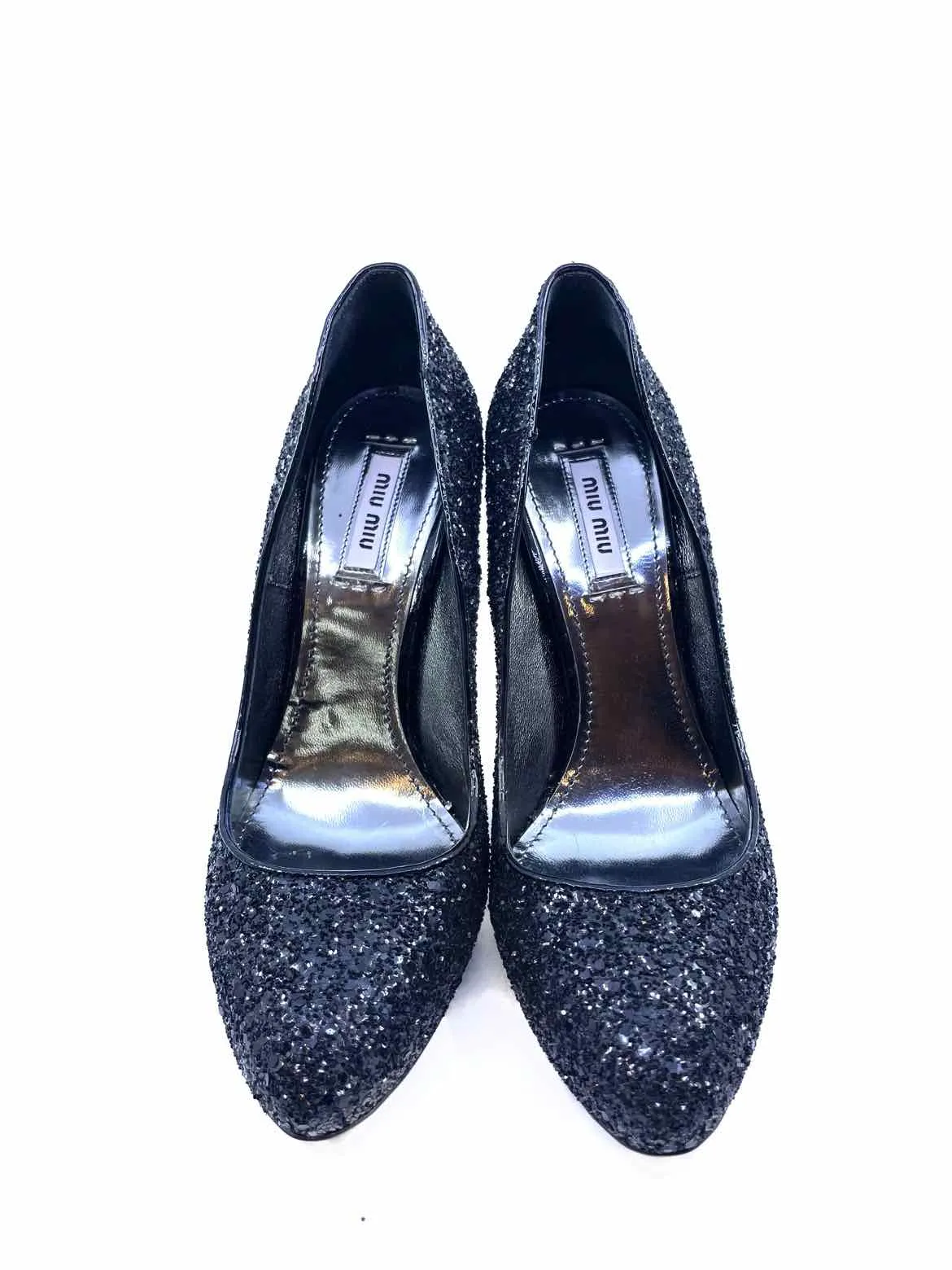 MIU MIU Size 7 Black Sparkly Pumps