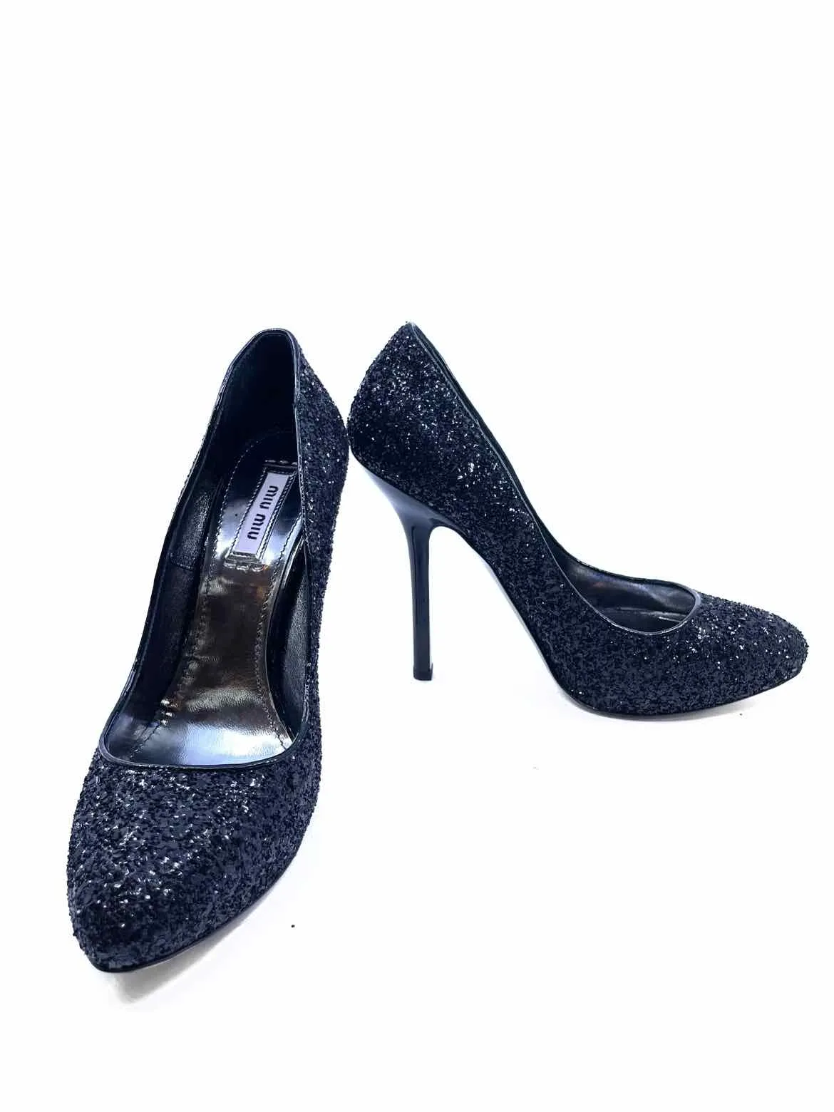 MIU MIU Size 7 Black Sparkly Pumps