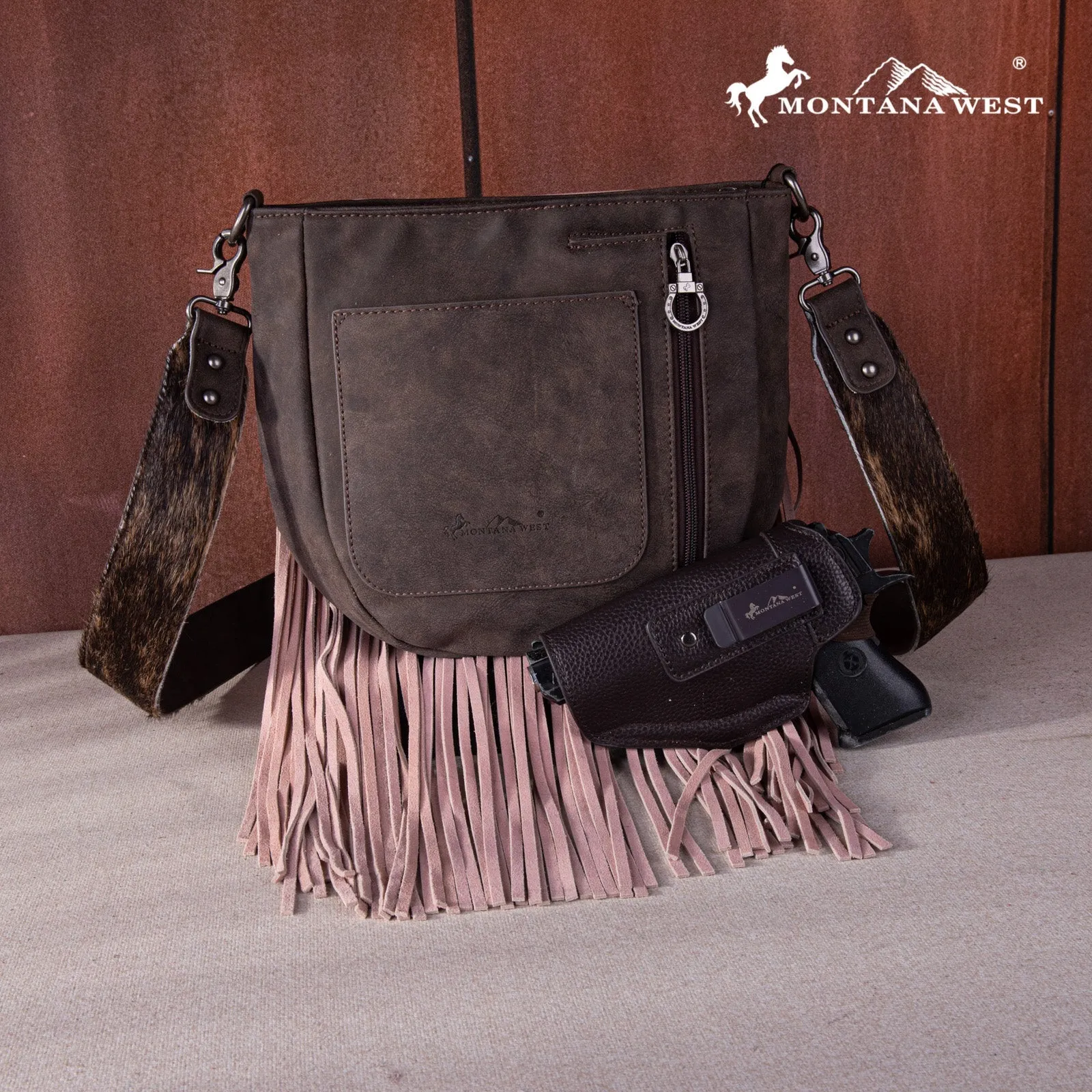 Montana West Hair-on Fringe Collection Crossbody Bag