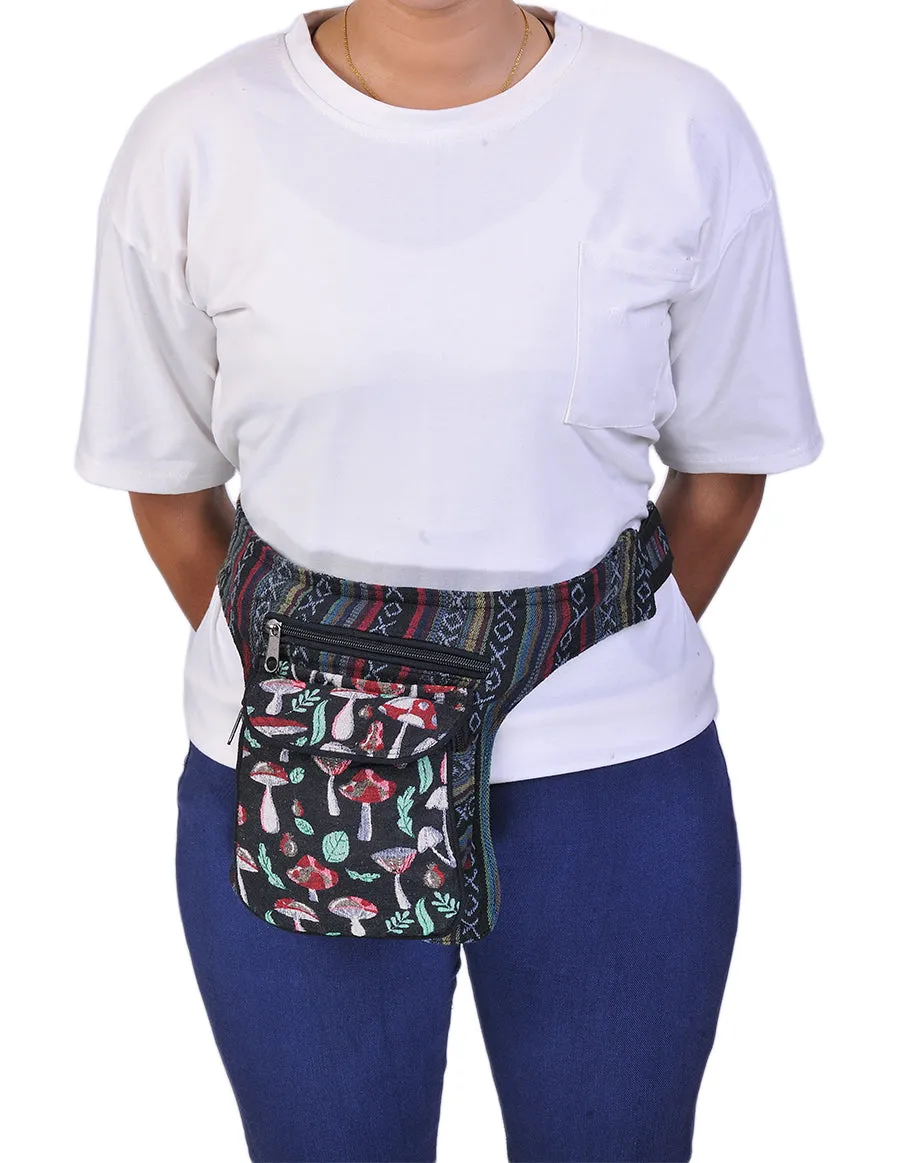 Mushroom Print Cotton Fanny Pack