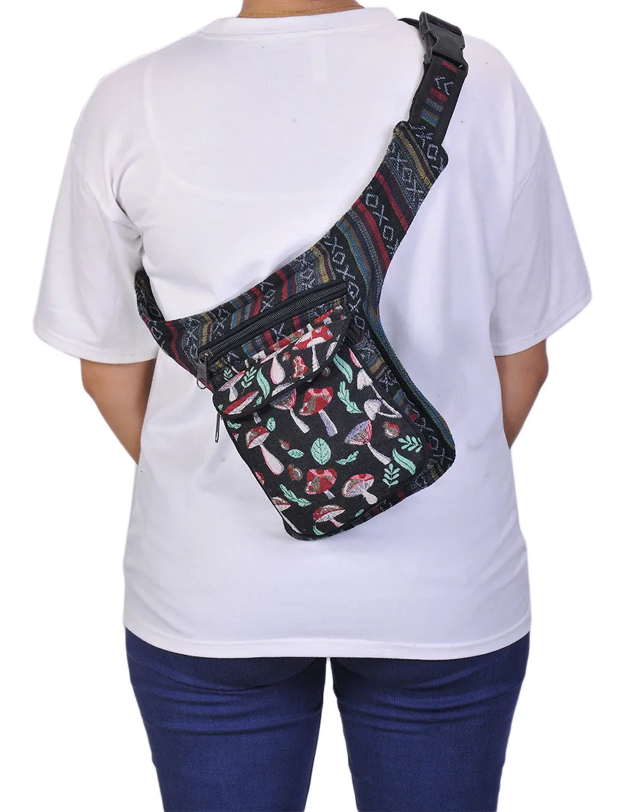 Mushroom Print Cotton Fanny Pack