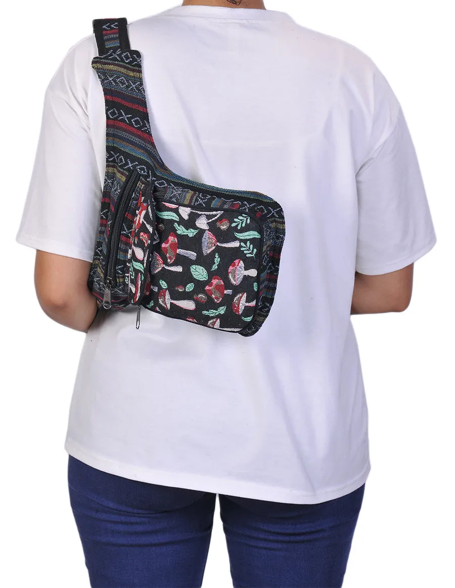 Mushroom Print Cotton Fanny Pack