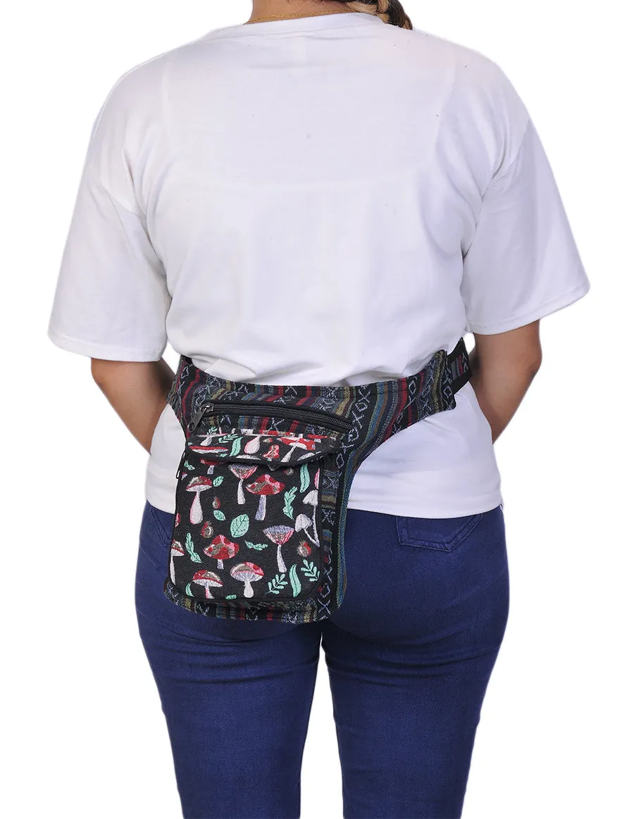 Mushroom Print Cotton Fanny Pack