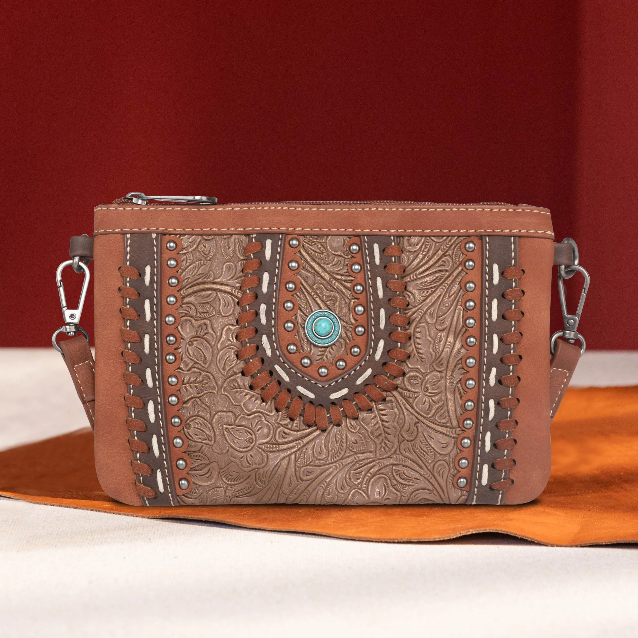 MW1065-181 Montana West Embossed Collection Crossbody/Wristlet