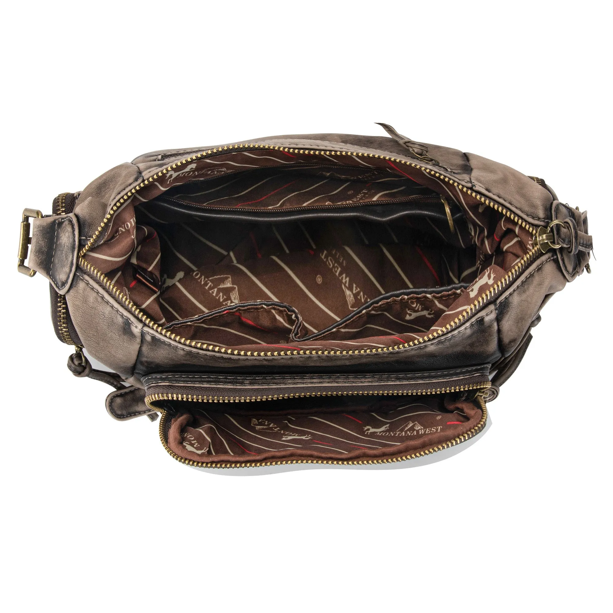 MWC-223 Montana West Stone Wash Hobo/Crossbody - Coffee