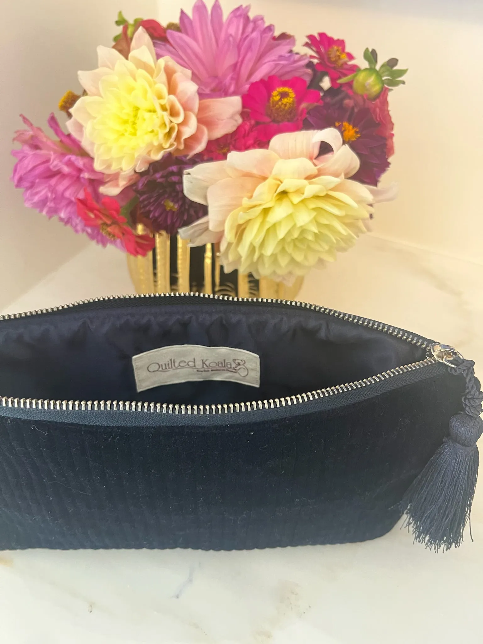 NEW Quilted Velvet Hold Me Clutch - Navy