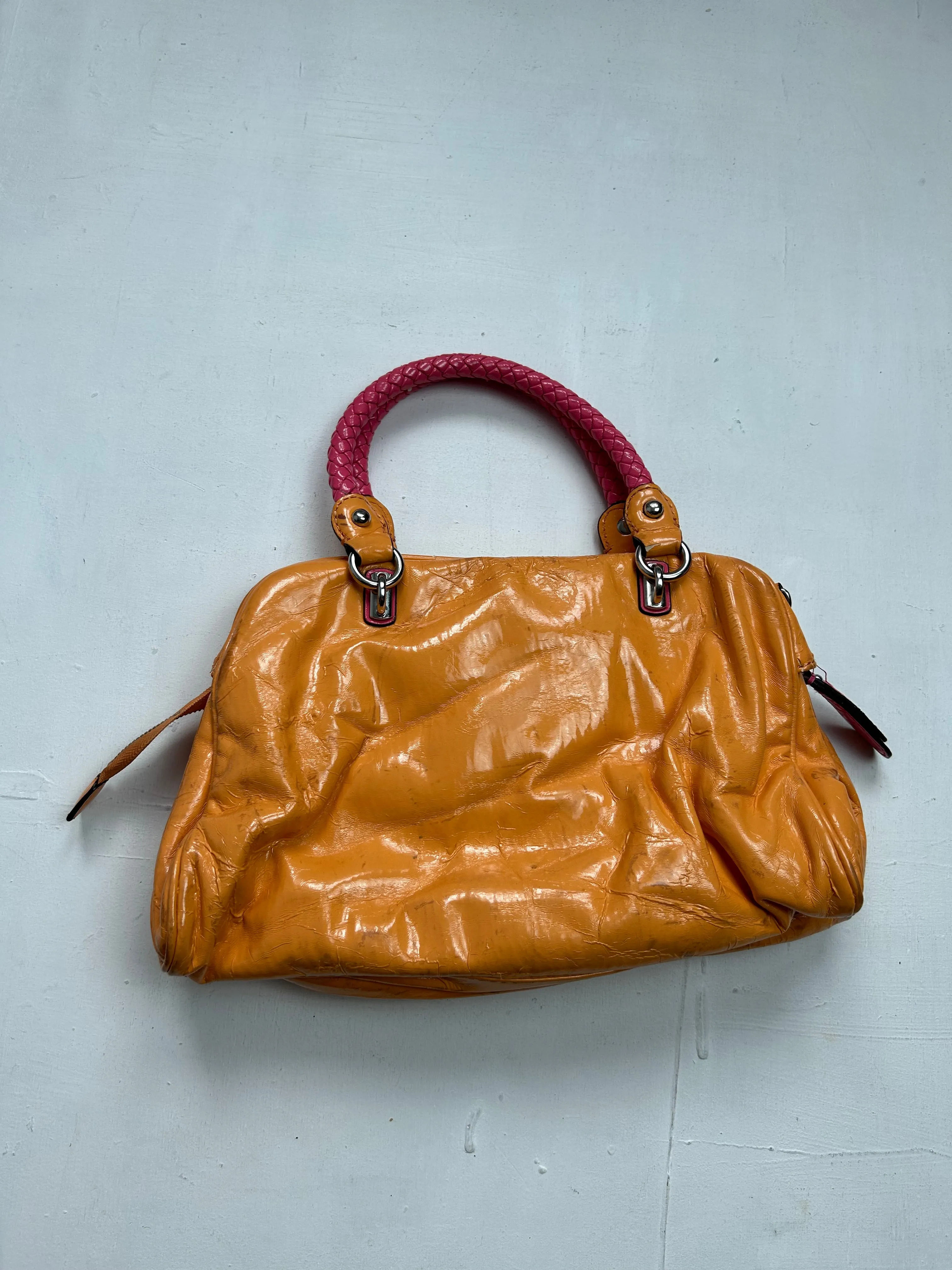 Orange pvc leather y2k vintage handbag