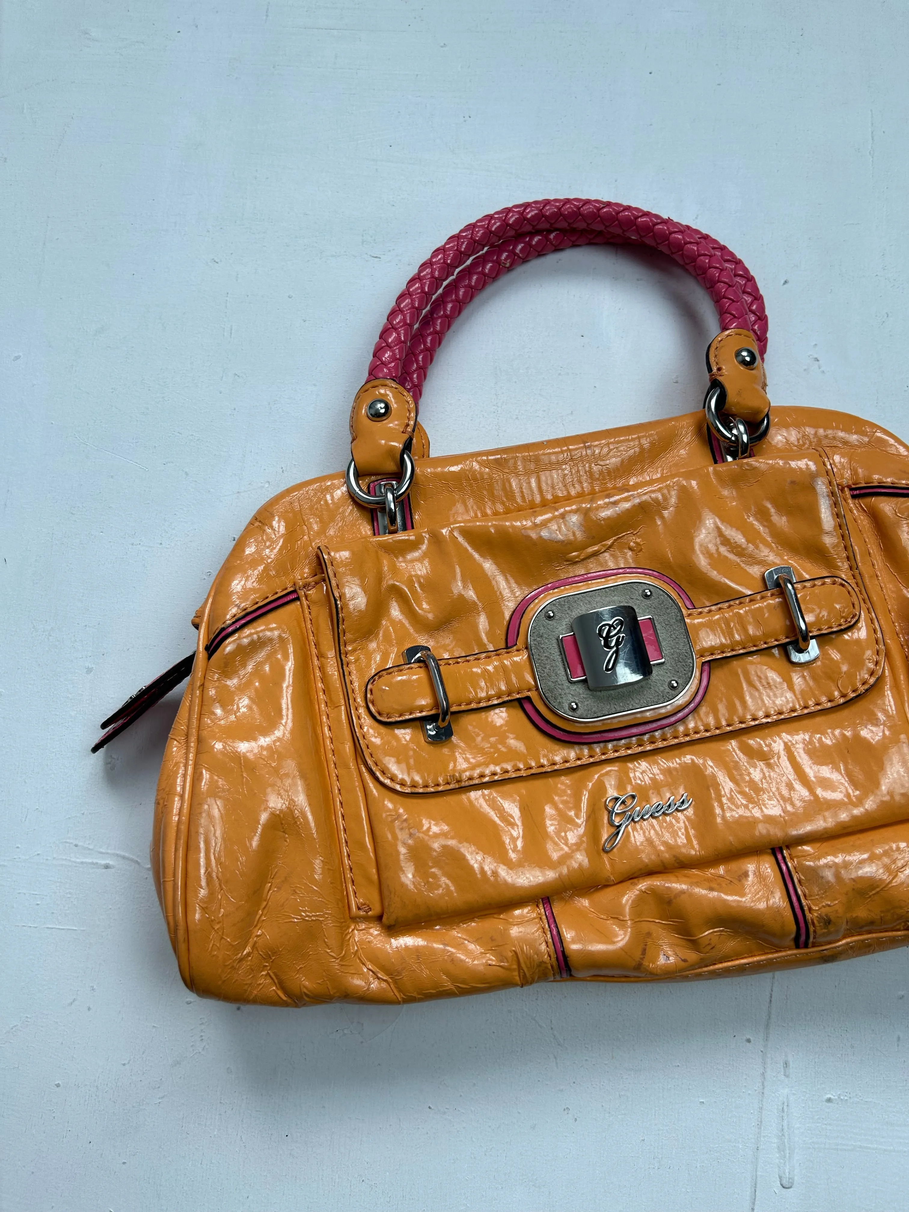 Orange pvc leather y2k vintage handbag