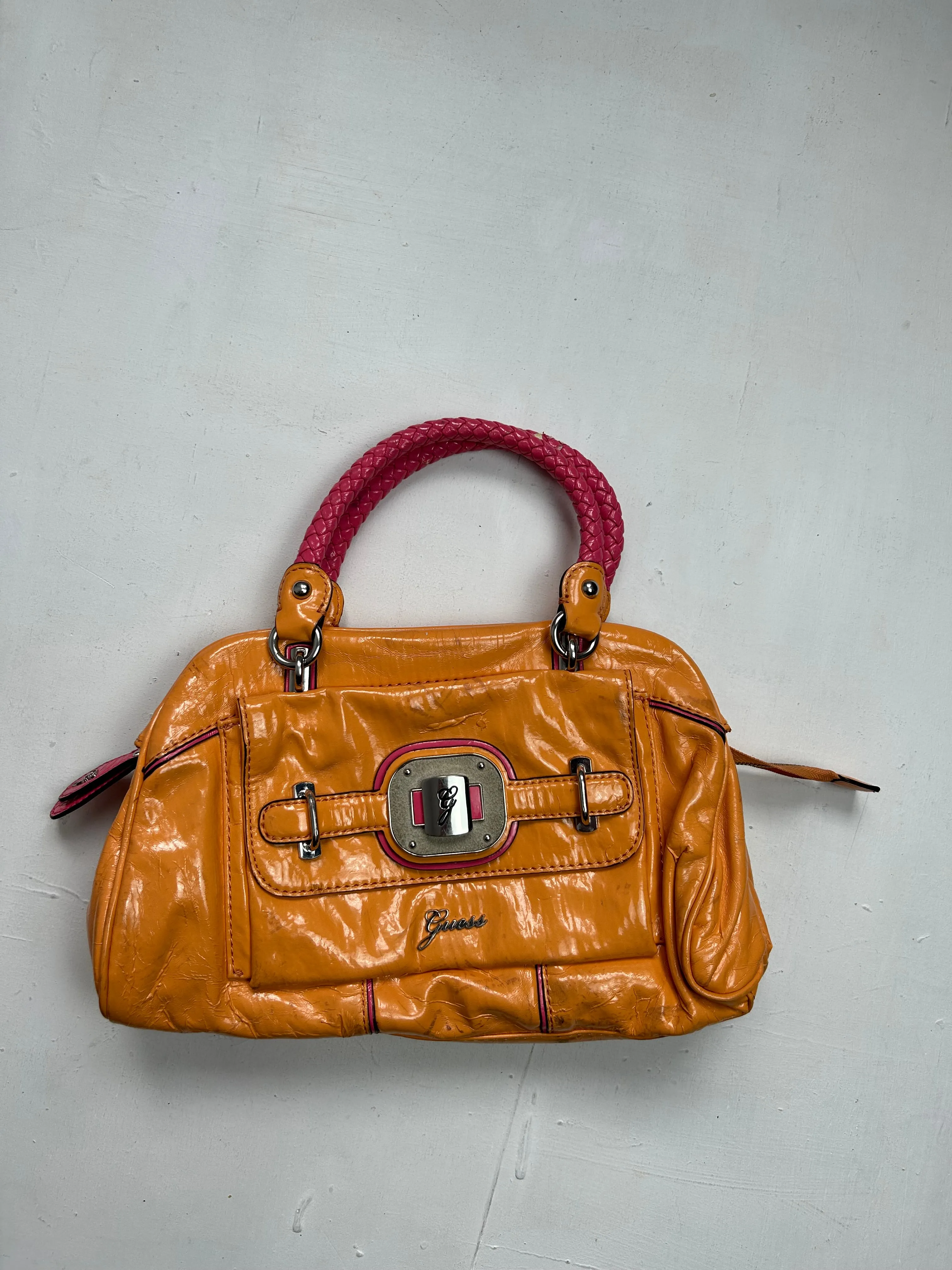 Orange pvc leather y2k vintage handbag