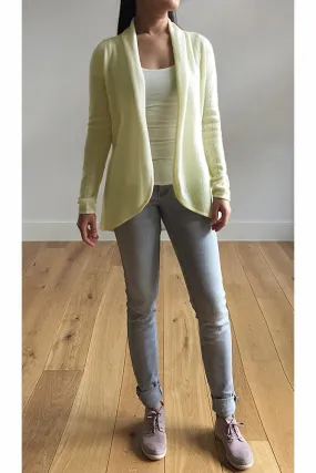 Pale lime green Cashmere Cardigan - Pointelle